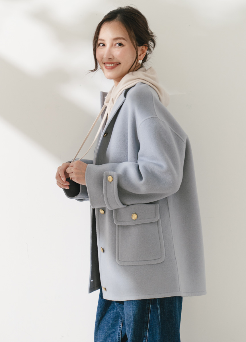 中長款羊毛混紡大衣外套      